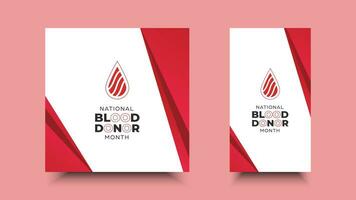 National blood donor month vector design with copy space area. Template for campaign, social media, background, banner