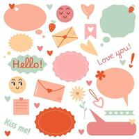 vector cute set with elements for 14 february design cards or notes