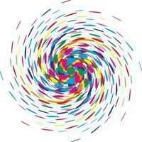 colorful swirl spiral. Points descending in size from largest to smallest. Modern and cheerful whirlwind vector