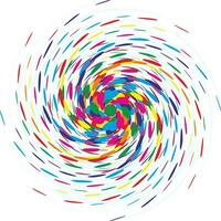 colorful swirl spiral. Points descending in size from largest to smallest. Modern and cheerful whirlwind vector