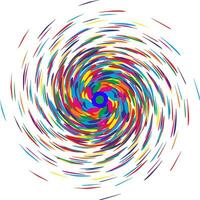 colorful swirl spiral. Points descending in size from largest to smallest. Modern and cheerful whirlwind vector