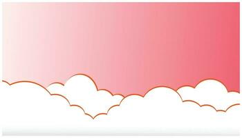 Illustration of a pink and white background with clouds in the sky. Valentines day vector illustration design element.