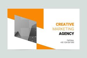 Orange modern marketing agency social media cover template vector