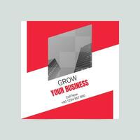 Red modern grow your business social media cover template vector