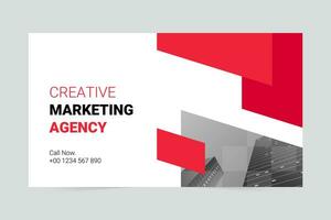 Red minimalist marketing agency cover template vector