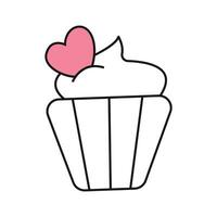 Cupcake with heart icon. Vector illustration.