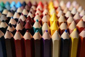 AI generated A group of lively pencils ready, diverse education and teachers day image photo