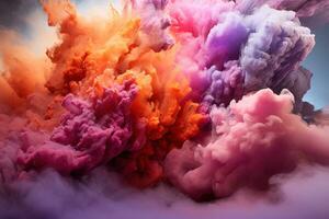 AI generated Colored powder clouds creating magic, holi festival image download photo