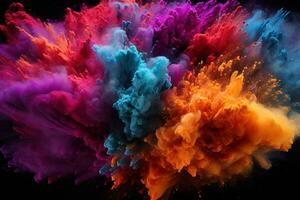 AI generated Captivating holi powder explosion, holi festival images in india photo