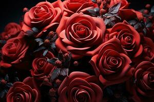 AI generated Red roses in celestial arrangement, valentine, dating and love proposal image photo