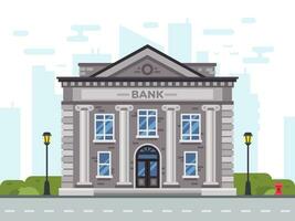 Bank or government building, architecture with columns. Classical public building facade or exterior vector