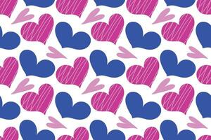 Seamless valentine's day pattern. Pink and blue abstract hearts for your design vector