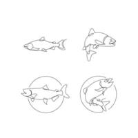 Salmon fish single line illustration vector