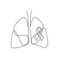 lung single line illustration drawing vector