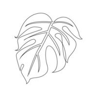 monstera continuo línea ilustración vector