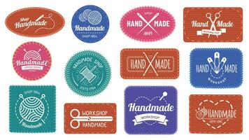 Handmade badges logo, graphic logotype tag label vector