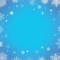 Winter falling snow blue background. Christmas or new year border decoration. Winter snowfall for decoration vector