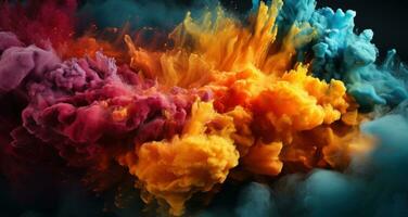 AI generated Hues of colorful powder in the wind, holi festival image download photo