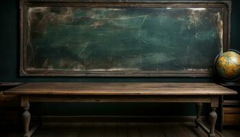 AI generated Large blackboard frame with wood accents, educational picture photo