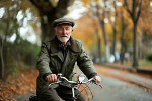 AI generated Senior embracing the ride, active seniors lifestyle images photo