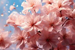 AI generated Fluttering grace petals twirling, spring photography photo