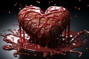 AI generated Gooey sweetness emerges in the slow melting heart, valentine, dating and love proposal image photo