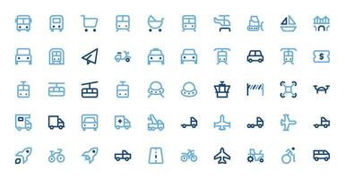 Transport and Travel Icons Set - Vehicles, Adventure, Journey Vector Graphics