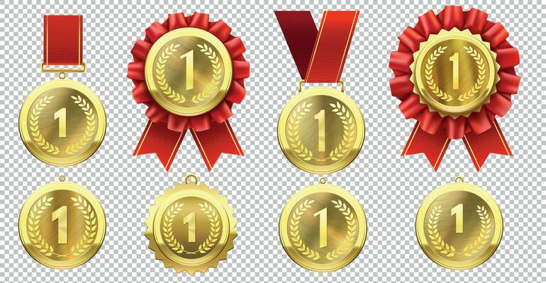 Golden medal with number one sign Stock Vector by ©polesovsky 46700167