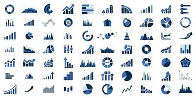 negocio infografia iconos negocio gráficos y cartas iconos estadística y datos, cartas diagramas, abajo o arriba flecha, economía reducción. financiero cuadro. vector ilustración