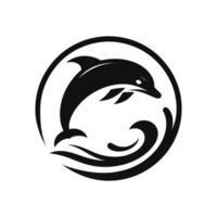 Cartoon Silhouette of a Dolphin Logo Icon Vector Illustration