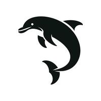 Cartoon Silhouette of a Dolphin Logo Icon Vector Illustration