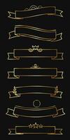 Metal frames, UI elements with exquisite decoration. Gold metal Frames of various shapes, frames for name for games medieval style. Ribbon frame collection vector