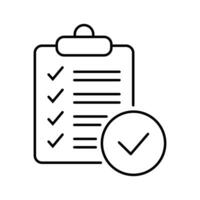 Clipboard with check mark line icon isolated on background. Checklist sign symbol for web site and app design. vector