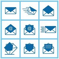 mail icons design, vector illustration eps10 graphic. Collection of mail and messaging icons. Design elements for several message icons like mobile apps, websites or user interface