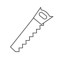 Saw icon. Vector illustration of a saw. Household appliance icons in line style. Suitable for design to introduce carpentry tools. Coloring educational media with a tool theme