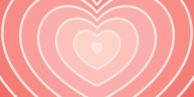 Monochrome Horizontal Background of Heart-Shaped Tunnel with a Red Romantic Pattern. Dominated by Lovely Pink Colors. vector