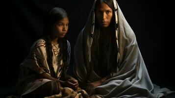 ai generado mujer vestido en tradicional ropa foto