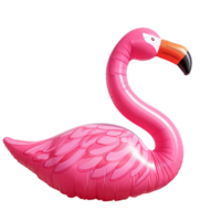 AI generated Pink inflatable flamingo floating in blue ocean water for summer png