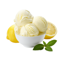 AI generated Lemon ice cream scoops png