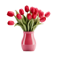 AI generated Red tulips in a flower pot png