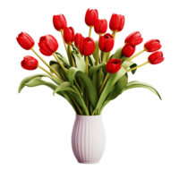 AI generated A vase of red tulips png