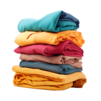 AI generated Stack of colorful folded shirts png