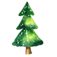 ai generato acquerello verde Natale albero clip arte su trasparente sfondo. png