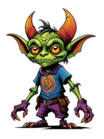 AI generated Cartoon green goblin character design illustration on transparent background png