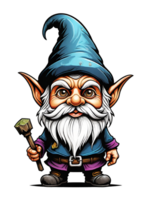 AI generated Gnome cartoon character design illustration on transparent background png