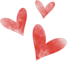 Red heart decorative watercolor png