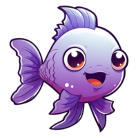 AI generated cute fish aquatic animal clipart for sticker and t shirt design illustration png