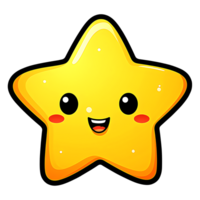 AI generated cute kawaii star clipart kids illustration for sticker design png