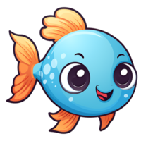 AI generated cute fish aquatic animal clipart for sticker and t shirt design illustration png