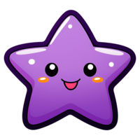 AI generated cute kawaii star clipart kids illustration for sticker design png